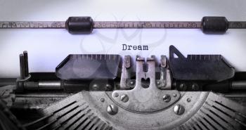 Vintage inscription made by old typewriter, dream