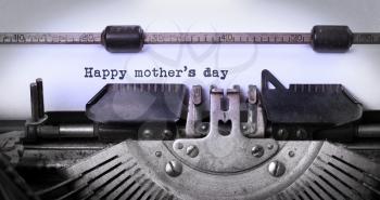 Vintage inscription made by old typewriter, Happy mother's day
