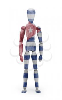 Wood figure mannequin with flag bodypaint on white background - Cuba