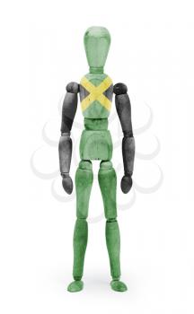 Wood figure mannequin with flag bodypaint on white background - Jamaica