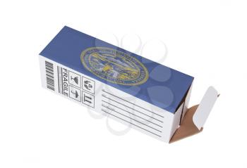 Concept of export, opened paper box - Product of Nebraska