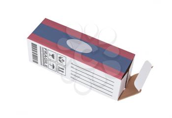 Concept of export, opened paper box - Product of Laos