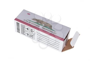 Concept of export, opened paper box - Product of California