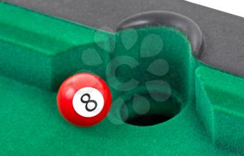 Red snooker ball is going to fall - number 8