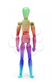 Wood figure mannequin with bodypaint on white background - Multi colored