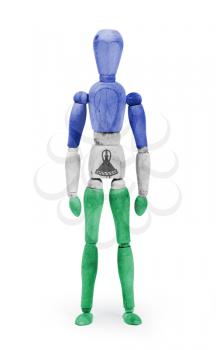 Wood figure mannequin with flag bodypaint on white background - Lesotho