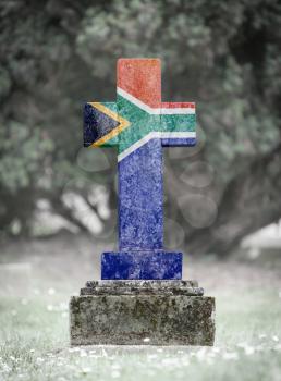 Old weathered gravestone in the cemetery - South Africa
