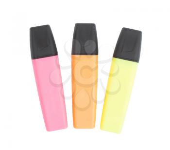 Collection of highlighters isolated over a white background