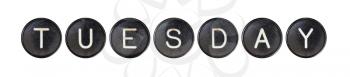 Typewriter buttons, isolated on white background - Tuesday