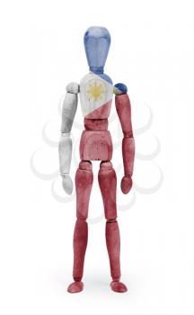 Wood figure mannequin with flag bodypaint on white background - Philippines