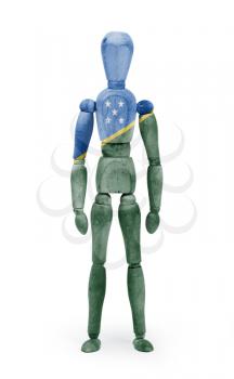Wood figure mannequin with flag bodypaint on white background - Solomon Islands