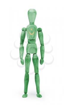 Wood figure mannequin with flag bodypaint on white background - Mauritania