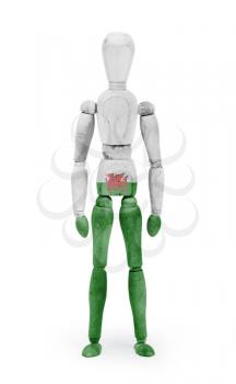 Wood figure mannequin with flag bodypaint on white background - Wales