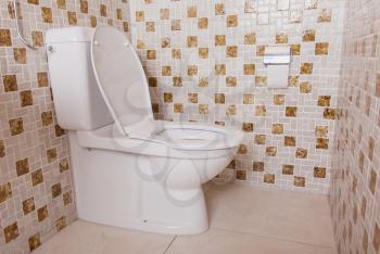 Old clean toilet with old tiles (80s)