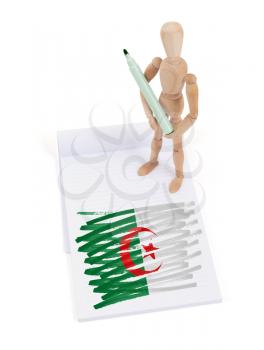 Wooden mannequin made a drawing of a flag - Algeria