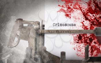 Bloody note - Vintage inscription made by old typewriter, Crimescene