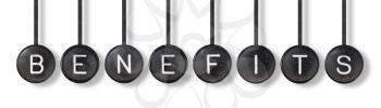 Typewriter buttons, isolated on white background - Benefits