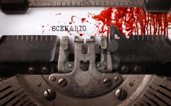 Bloody note - Vintage inscription made by old typewriter, Scenario