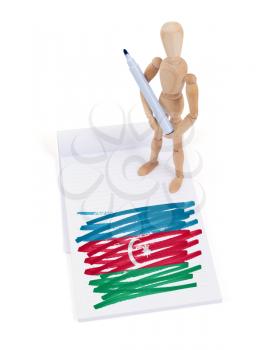 Wooden mannequin made a drawing of a flag - Azerbaijan