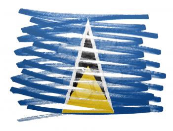 Flag illustration made with pen - Saint Lucia