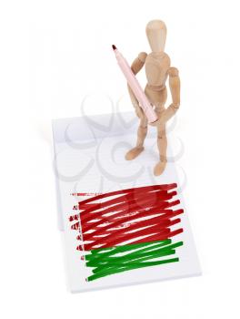 Wooden mannequin made a drawing of a flag - Belarus