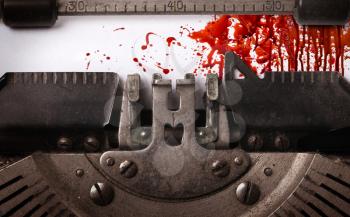 Bloody note - Vintage inscription made by old typewriter, empty