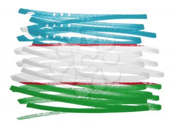 Flag illustration made with pen - Uzbekistan