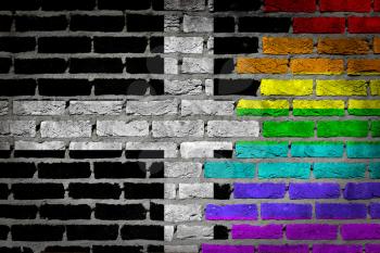 Dark brick wall texture - flag painted on wall - Cornwall