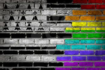 Dark brick wall texture - flag painted on wall - Brittany