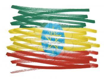 Flag illustration made with pen - Ethiopia