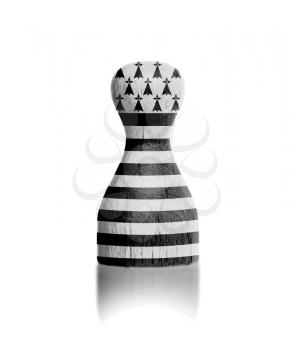Wooden pawn with a painting of a flag, Brittany