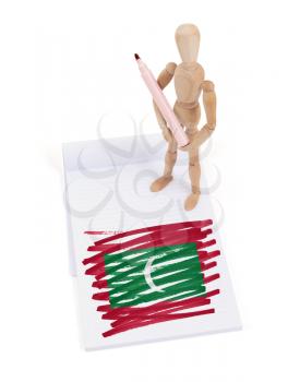 Wooden mannequin made a drawing of a flag - Maldives