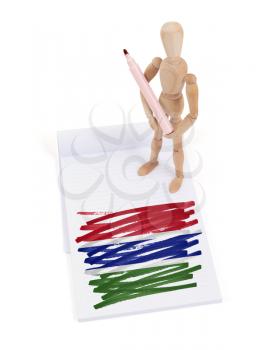 Wooden mannequin made a drawing of a flag - Gambia