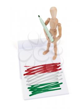 Wooden mannequin made a drawing of a flag - Hungary