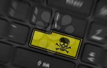 Symbol on button keyboard, warning (yellow) - toxic
