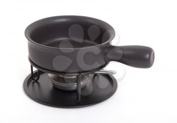 Black fondue isolated on a white background