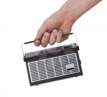 Small pocketradio, isolated on a white background