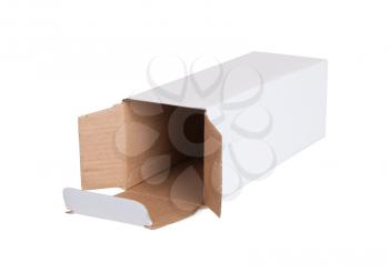 White cardboard box on a white background