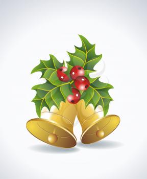 vector christmas bells with christmas tree decorations 