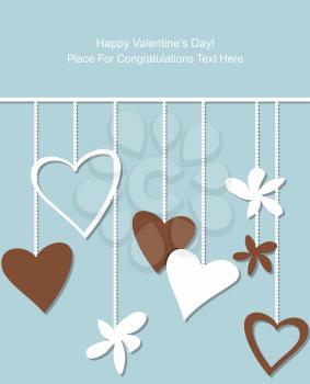 Valentine's day.Vector illustration of hearts on strings . 