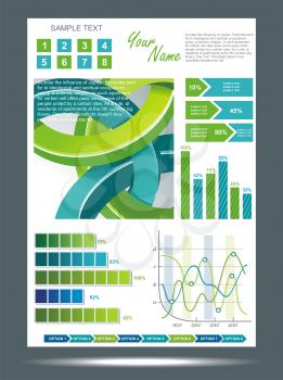 Blue and green technological banner with Information Graphics . Vector illustration