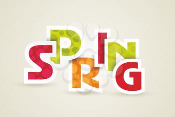Spring word, plain and pure design, vector 