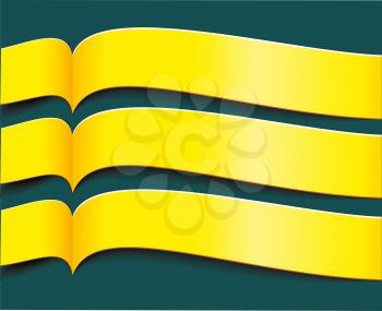 Vector bright yellow banners or ribbons set