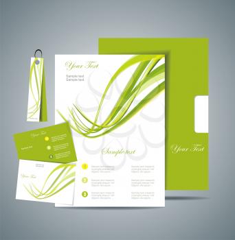 Corporate Identity Template Vector with green background