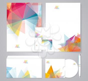 Corporate identity template with color geometric elements. Documentation for business. 