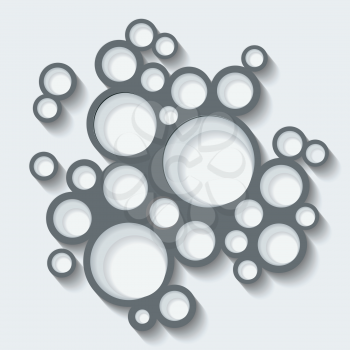 Abstract infographics design with circles and shadow on grey background. 