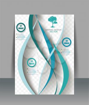Brochure design template with abstract waves background, vector 
