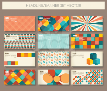 Collection of vector banners in retro style.