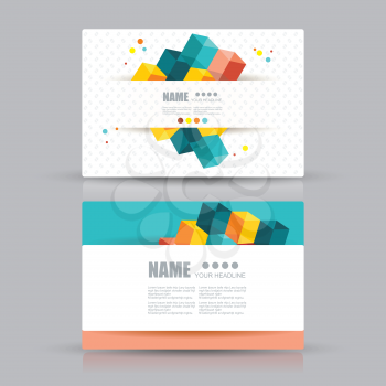 Isometric Business cards Design. Business cards with abstract background. Vector Template layout.