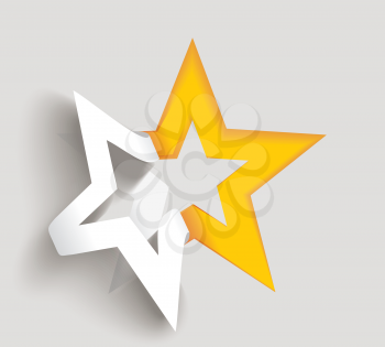 Vector star paper sticker on white background